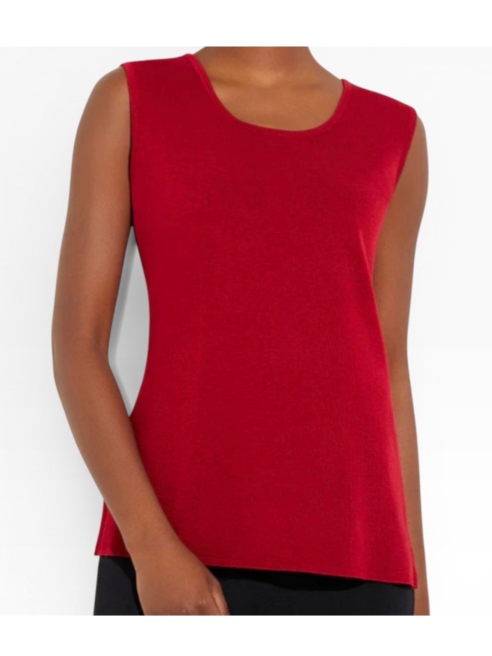 Misook Double Scoop Neck Mylana Knit Tank Top Red Cherry Ember Size medium